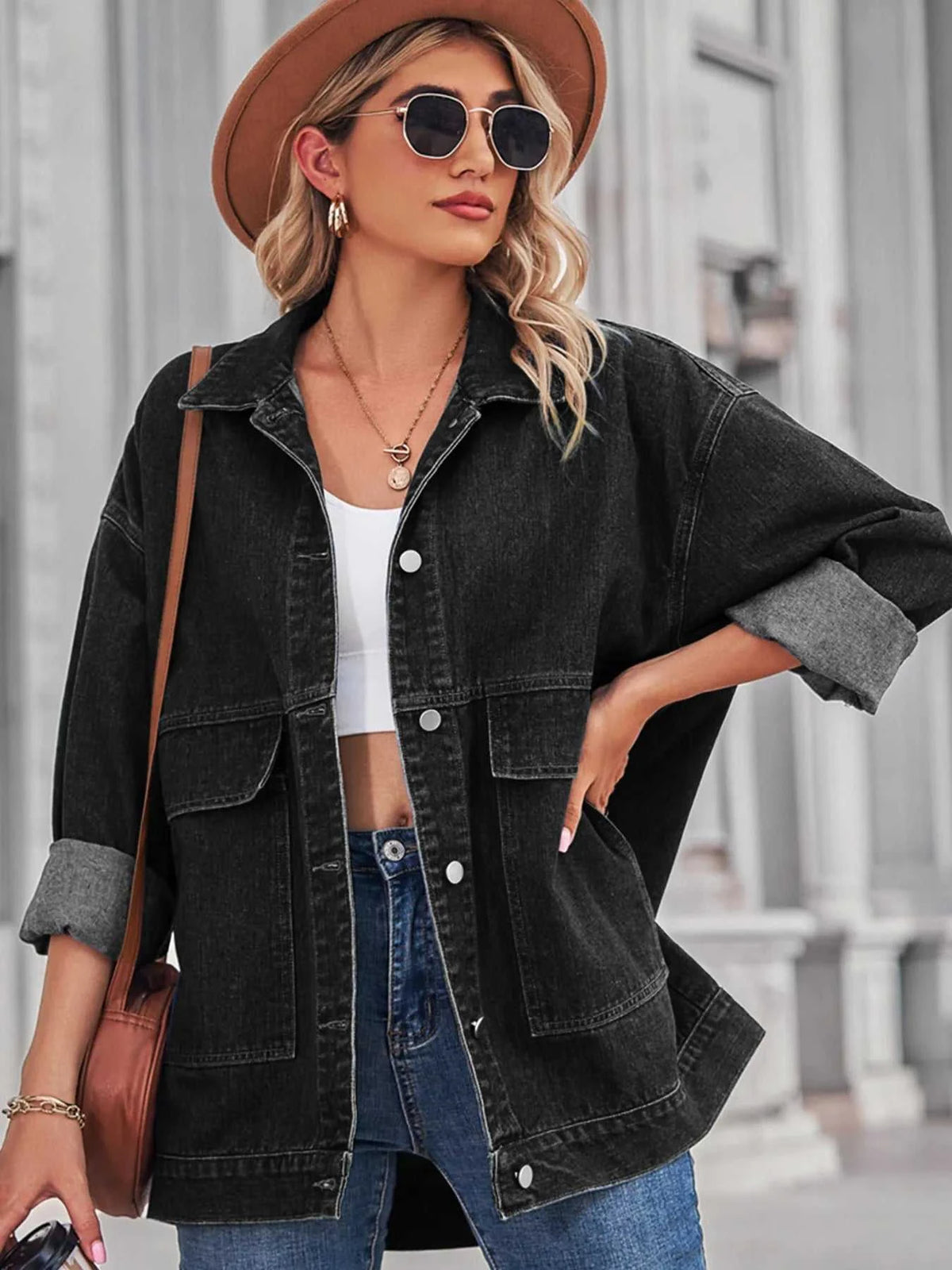 Button Up Long Sleeve Denim Jacket 100100658147198 64 Affordable Fashion Under $100 Jerry's Apparel 