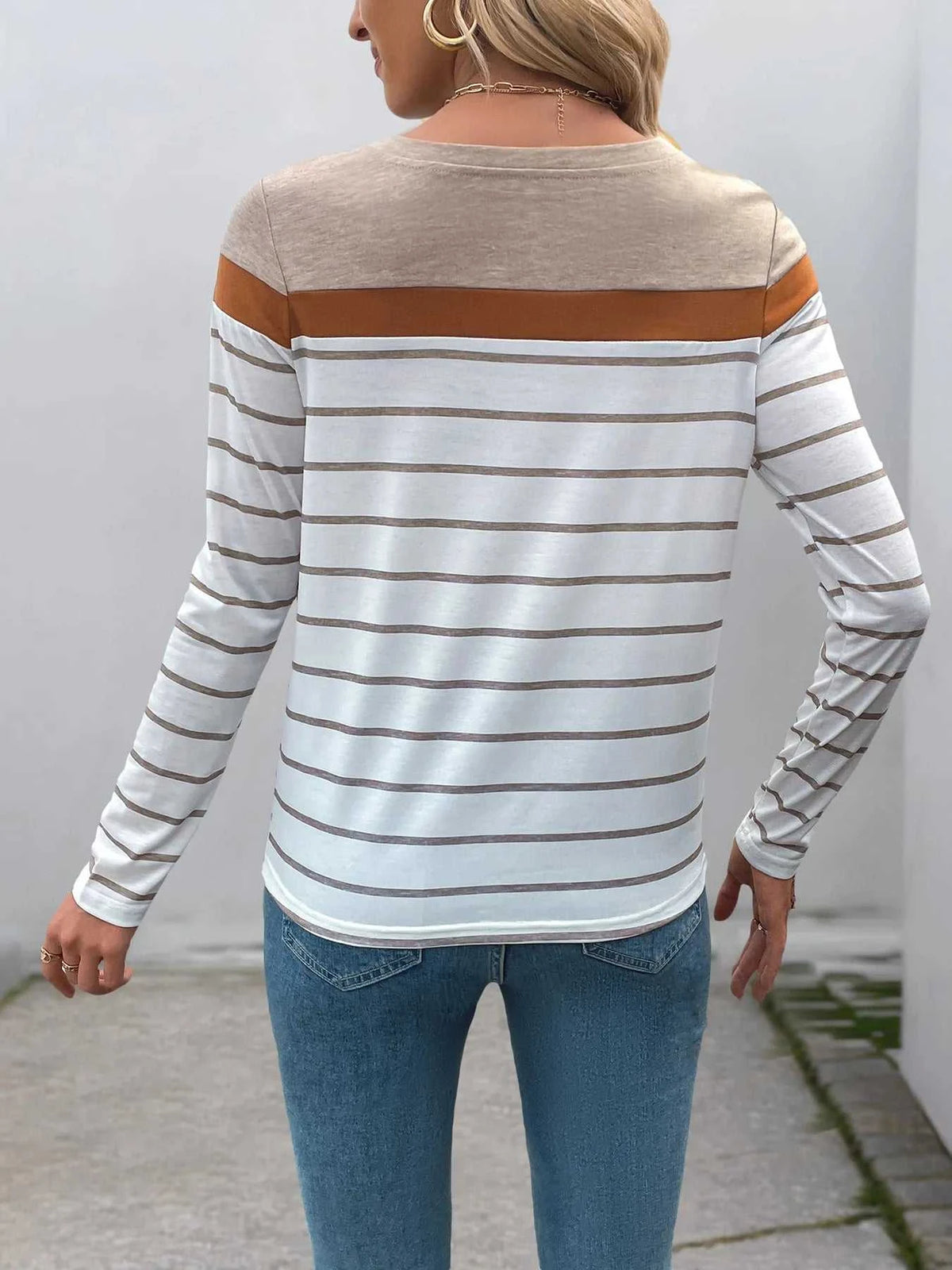 Casual Striped Long Sleeve Color Block T-Shirt 100100049284631 35 Affordable Fashion Under $100 Jerry's Apparel 
