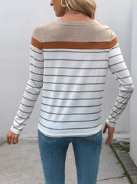 Casual Striped Long Sleeve Color Block T-Shirt 100100049284631 35 Affordable Fashion Under $100 Jerry's Apparel 
