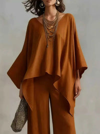 Full Size V-Neck Batwing Sleeve Top and Wide-Leg Pants Two-Piece Set Plus Size 101001622126795 46 Affordable Fashion Under $100 Jerry's Apparel 
