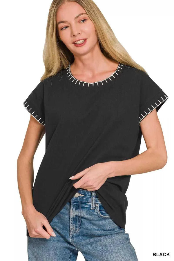 Zenana Stitch Detailed Oversize Top 100100771861685 26 Affordable Fashion Under $100 Jerry's Apparel 