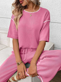 Round Neck Half Sleeve Top and Pants Set 100100458964546 67 Affordable Fashion Under $100 Jerry's Apparel 