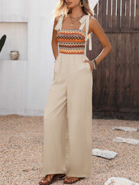 Tie Shoulder Wide Leg Jumpsuit 100100660433496 42 Affordable Fashion Under $100 Jerry's Apparel 