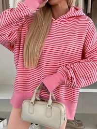 Striped Oversized Hoodie with Kangaroo Pocket 100100971581599 52 Affordable Fashion Under $100 Jerry's Apparel 
