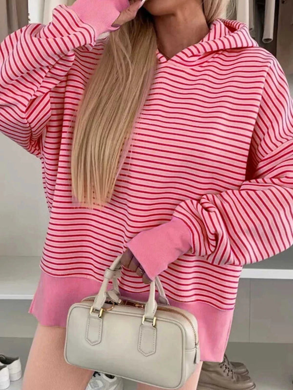 Striped Oversized Hoodie with Kangaroo Pocket