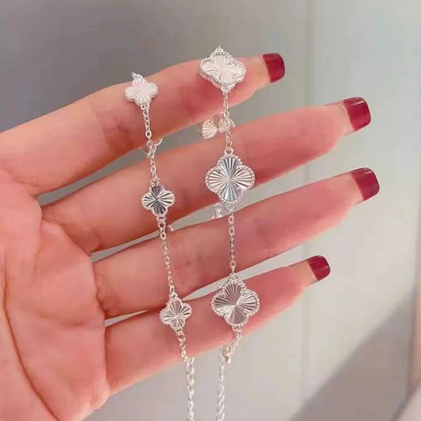 925 Sterling Silver Chain Four Leaf Clover Bracelet 100500382215875 73 Jerry's Apparel 