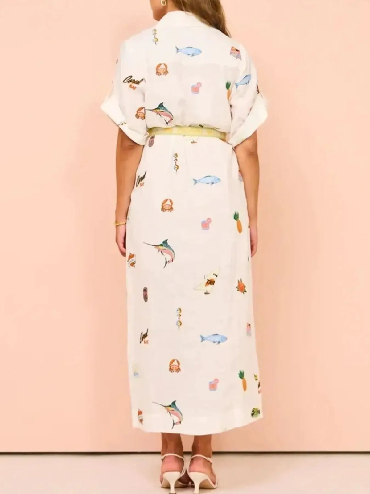 Printed Button Up Shirt Dress
