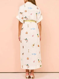 Printed Button Up Shirt Dress