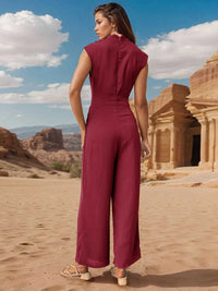 Perfee Ruched Mock Neck Sleeveless Jumpsuit 100100345642914 38 Affordable Fashion Under $100 Jerry's Apparel 