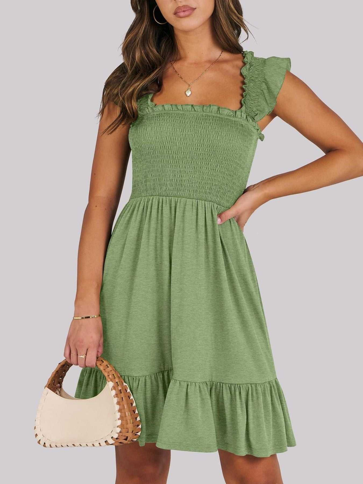 Smocked Ruffle Hem Mini Dress 100100088487178 33 Affordable Fashion Under $100 Jerry's Apparel 
