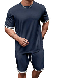 Men's Full Size Striped Short Sleeve Tee and Shorts Set Plus Size 100400468478831 33 Affordable Fashion Under $100 Jerry's Apparel 