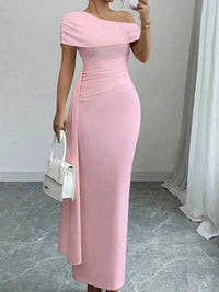 One-Shoulder Ruched Maxi Dress 100100331278451 36 Seasonal Fashion Collections Jerry's Apparel 