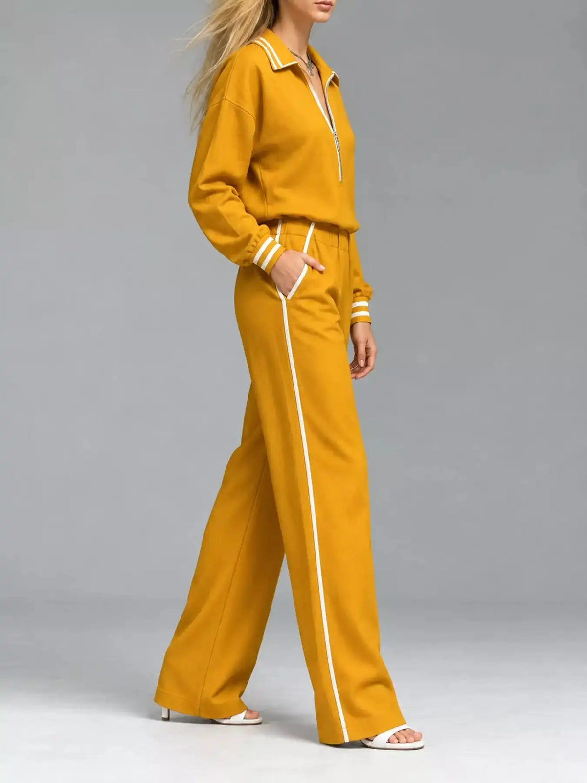 Striped Half Zip Top and Pants Set 101001673461092 67 Gifts for Her Jerry's Apparel 