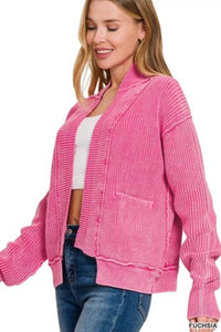 Zenana Washed Dropped Shoulder Cardigan with Side Pockets 100100659501006 57 Affordable Fashion Under $100 Jerry's Apparel 