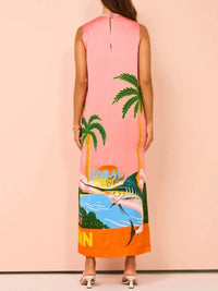 Side Slit Printed Sleeveless Dress