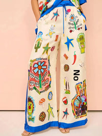 Printed Button Up Shirt and Pants Set