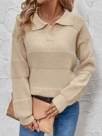 Perfee Johnny Collar Dropped Shoulder Sweater 100100639711766 42 Women's Sweaters and Knitwear Jerry's Apparel 