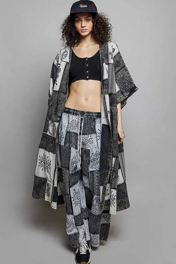 POL Open Front Printed Patchwork Longline Cardigan 100100735921984 59 Affordable Fashion Under $100 Jerry's Apparel 