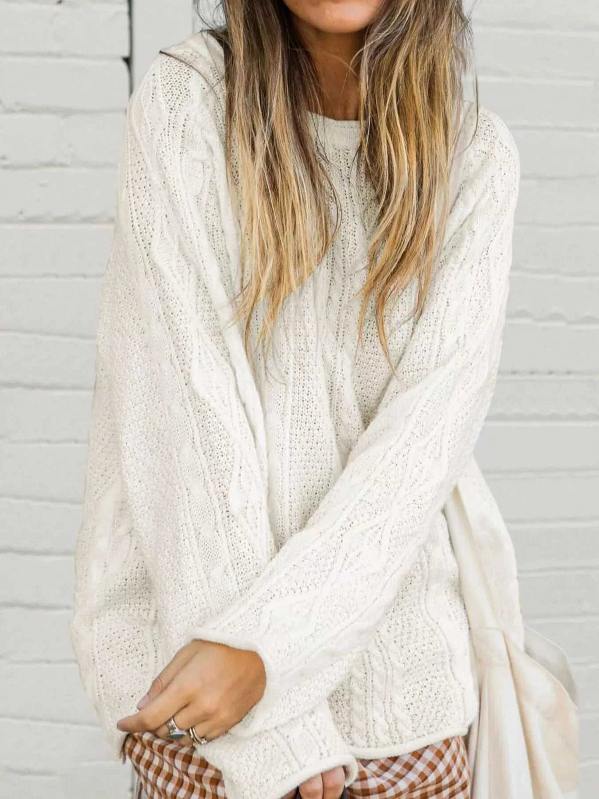 Crew Neck Cable-Knit Sweater 100100765071495 52 Affordable Fashion Under $100 Jerry's Apparel 