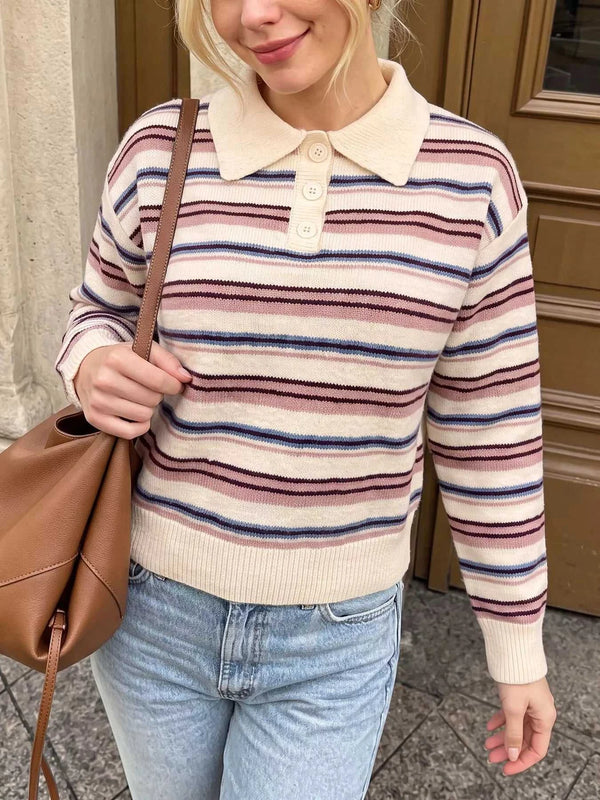 Striped Polo Collar Sweater 100100443703461 54 Affordable Fashion Under $100 Jerry's Apparel 