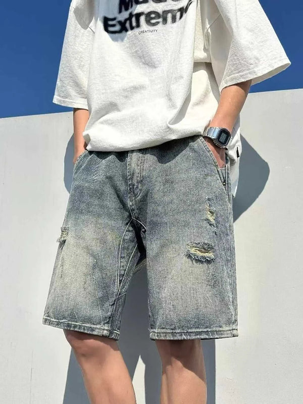 Men's Full Size Distressed Wash Denim Shorts Plus Size 100400677626119 38 Affordable Fashion Under $100 Jerry's Apparel 
