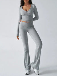 Devine Ruched Long Sleeve Top and Pants Set 100100100351065 35 Affordable Fashion Under $100 Jerry's Apparel 