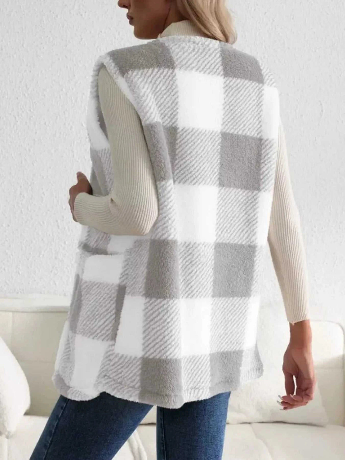 Cozy Plaid Sherpa Vest Coat 100100200755346 28 Affordable Fashion Under $100 Jerry's Apparel 