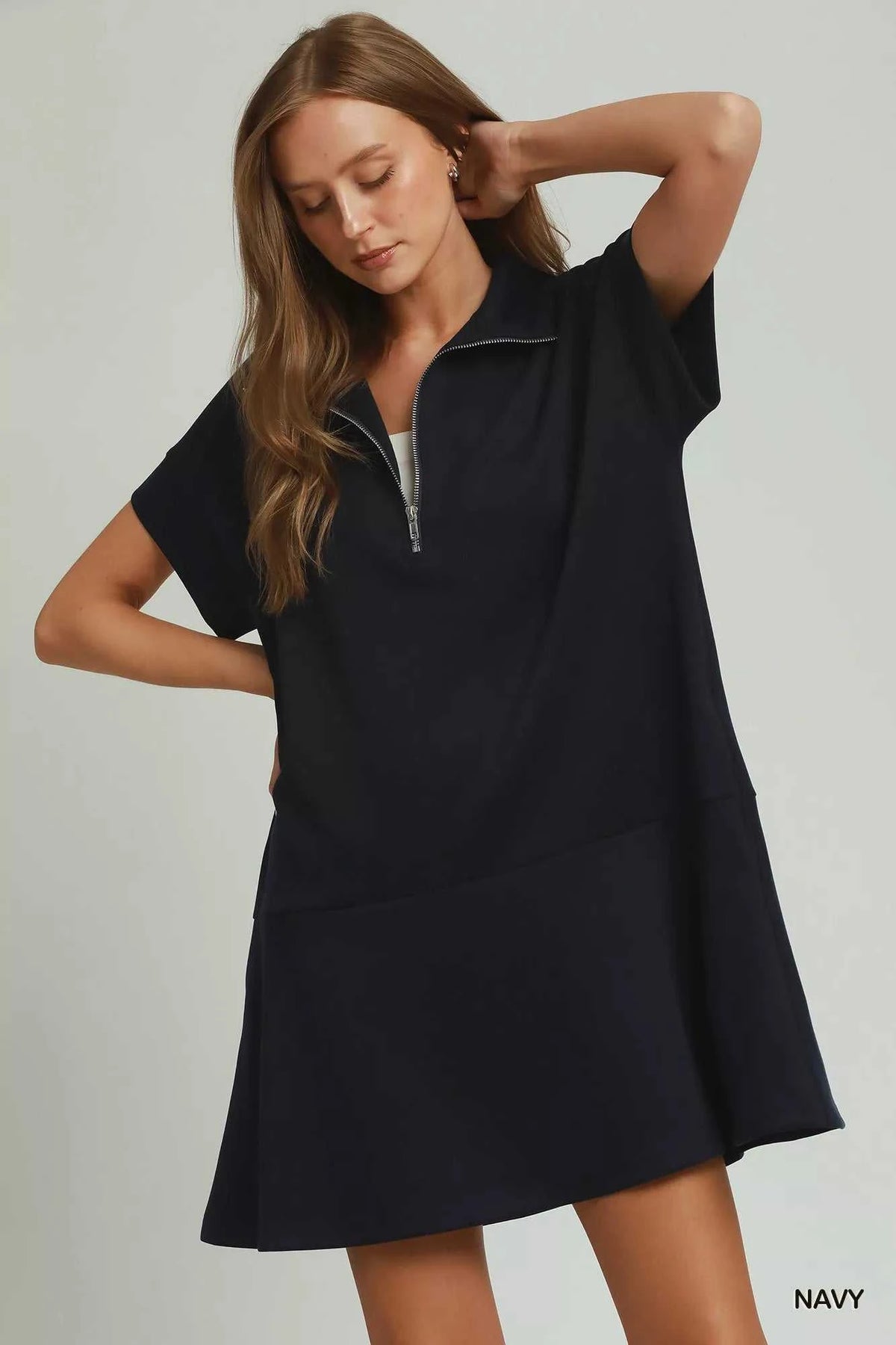 Umgee Collared Quarter Zip Dress with Size Pocket 100100208331613 53 Affordable Fashion Under $100 Jerry's Apparel 