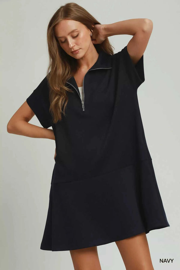 Umgee Collared Quarter Zip Dress with Size Pocket 100100208331613 53 Affordable Fashion Under $100 Jerry's Apparel 
