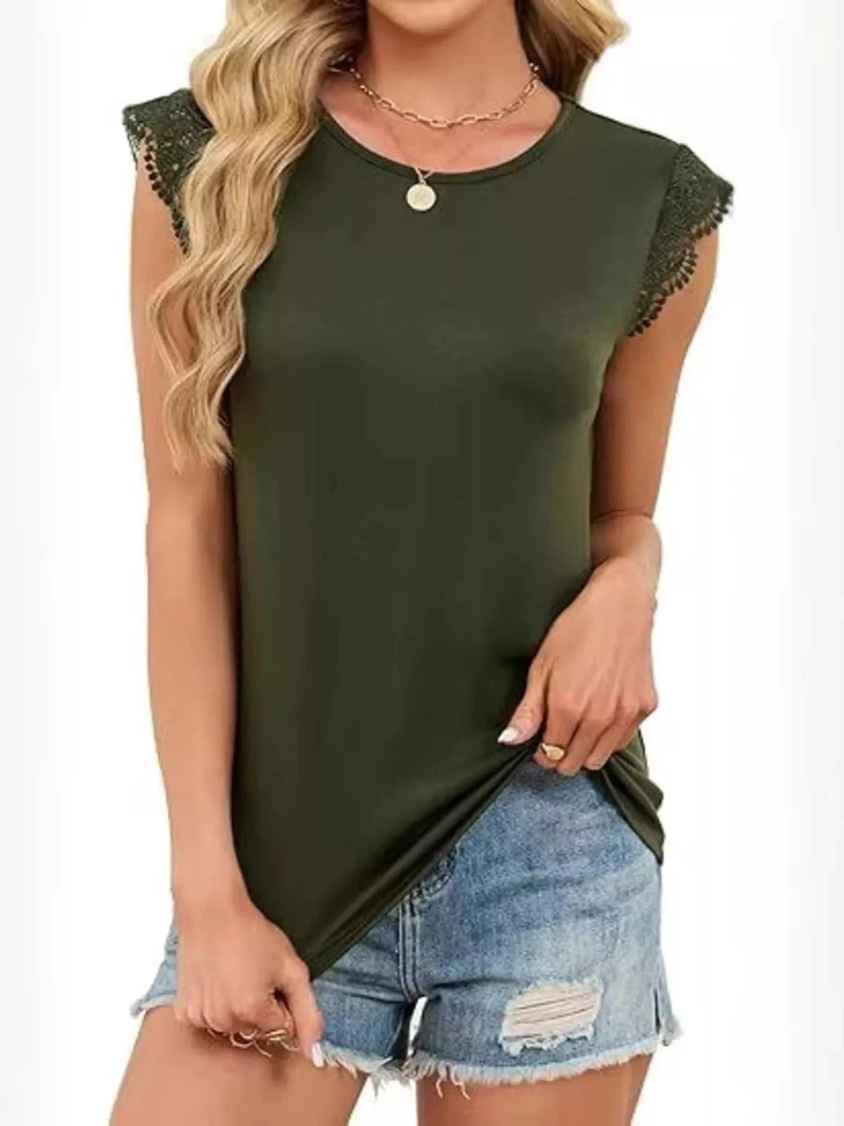 Lace Trim Round Neck Top 100100889966159 23 Affordable Fashion Under $100 Jerry's Apparel 