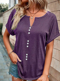 Full Size Decor Button Short Sleeve T-Shirt Plus Size 100100492662512 24 Affordable Fashion Under $100 Jerry's Apparel 