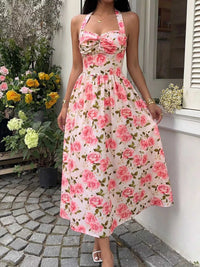 Floral Print Halter Neck Midi Dress 100100495671560 42 Affordable Fashion Under $100 Jerry's Apparel 