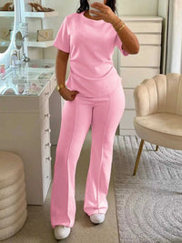 Round Neck Short Sleeve Top and Pants Set 100100859935635 53 Affordable Fashion Under $100 Jerry's Apparel 
