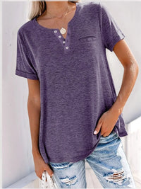 Full Size Notched Short Sleeve T-Shirt Plus Size