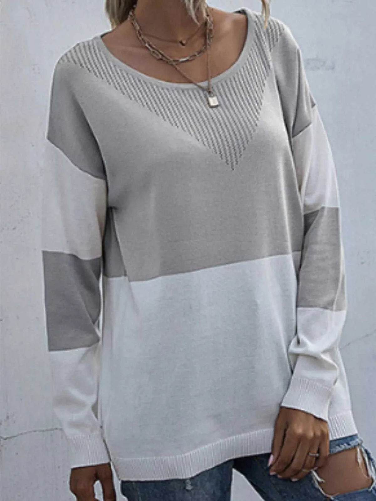 Color Block Round Neck Sweater 100100976966753 26 Affordable Fashion Under $100 Jerry's Apparel 