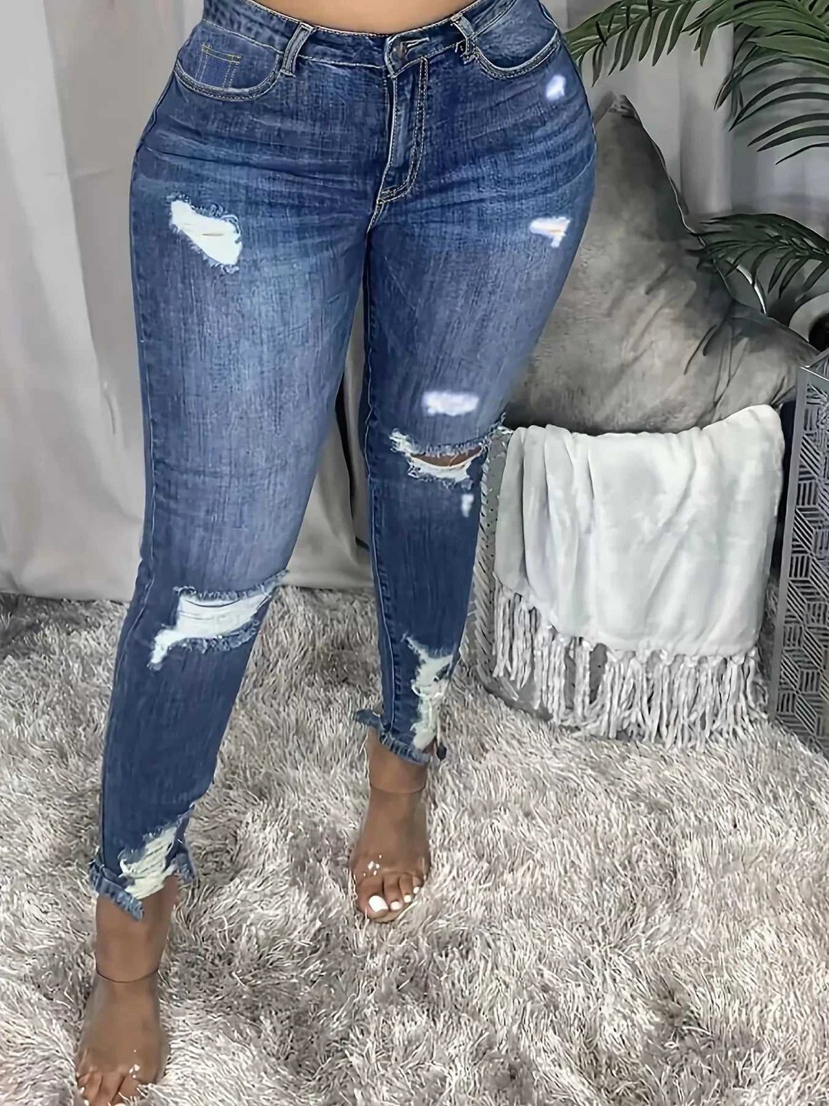 Plus Size Slim Fit Distressed Jeans 100100907033055 52 Affordable Fashion Under $100 Jerry's Apparel 