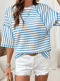 Casual Striped Raglan Sleeve Textured T-Shirt 101001019077269 38 Affordable Fashion Under $100 Jerry's Apparel 