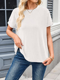 Lovelet Round Neck Short Sleeve Rib T-Shirt