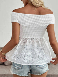 Eyelet Cutout Off-Shoulder Blouse 100100628931026 36 Affordable Fashion Under $100 Jerry's Apparel 