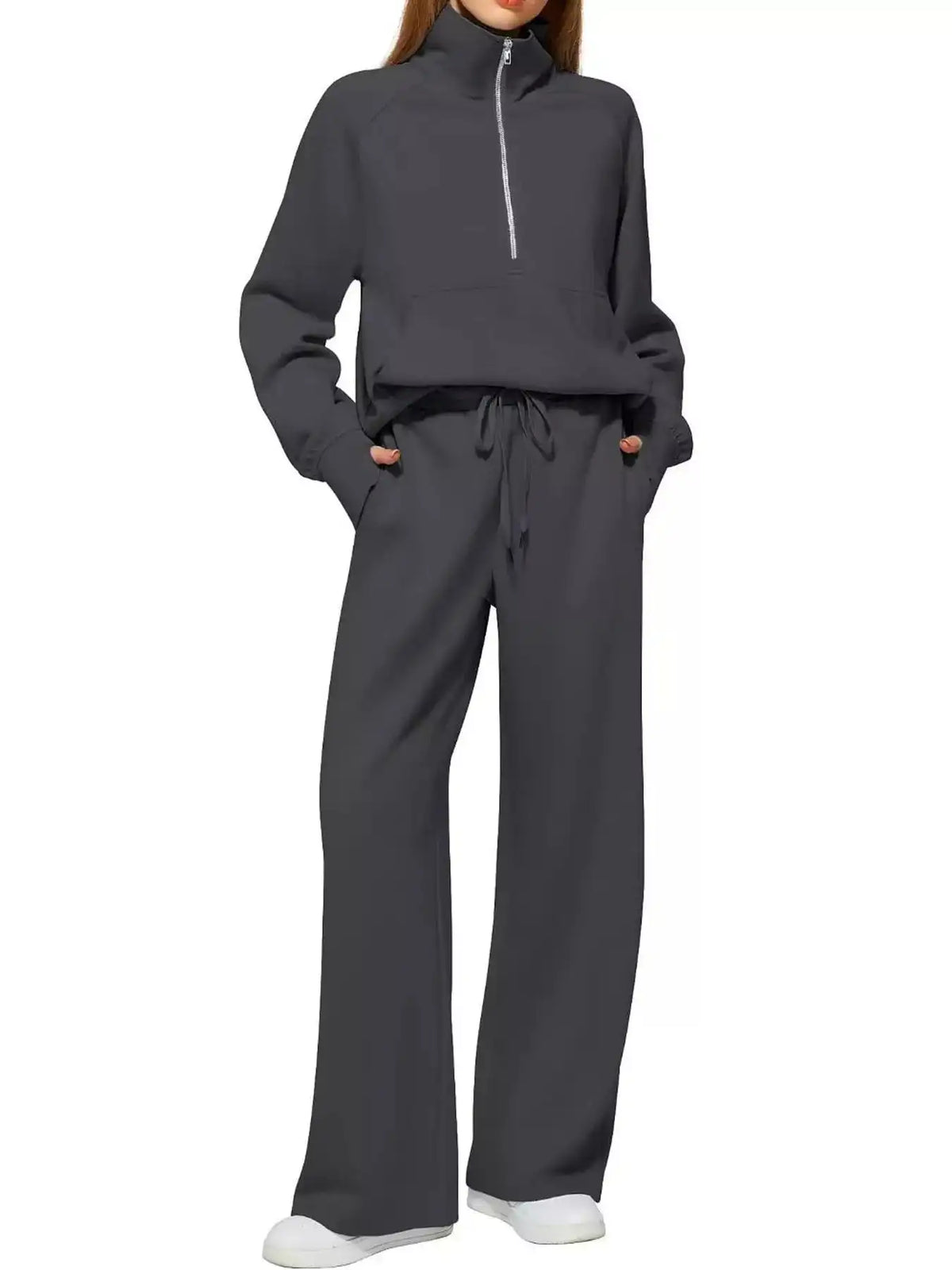 Half-Zip Sweatshirt and Wide-Leg Pants Set 101001840100593 40 Affordable Fashion Under $100 Jerry's Apparel 