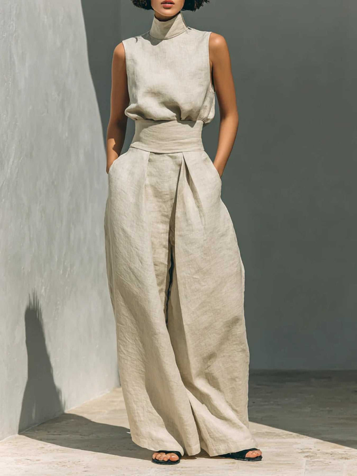 Turtleneck Sleeveless Top and Pants Set 100100955661015 62 Affordable Fashion Under $100 Jerry's Apparel 