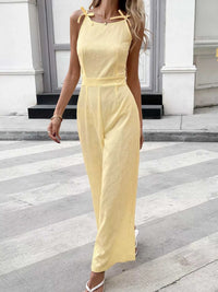 Tie Strap Textured Wide Leg Jumpsuit 100100803857001 40 Affordable Fashion Under $100 Jerry's Apparel 