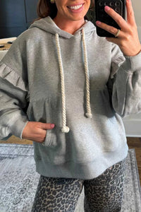 Ruffled Drawstring Long Sleeve Hoodie 100100982421706 52 Affordable Fashion Under $100 Jerry's Apparel 