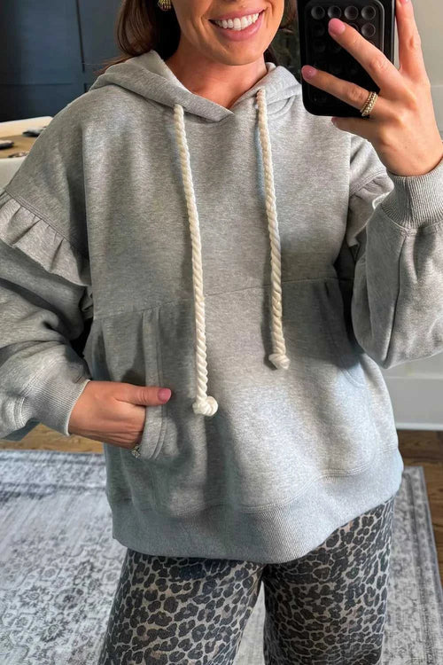 Ruffled Drawstring Long Sleeve Hoodie 100100982421706 52 Affordable Fashion Under $100 Jerry's Apparel 