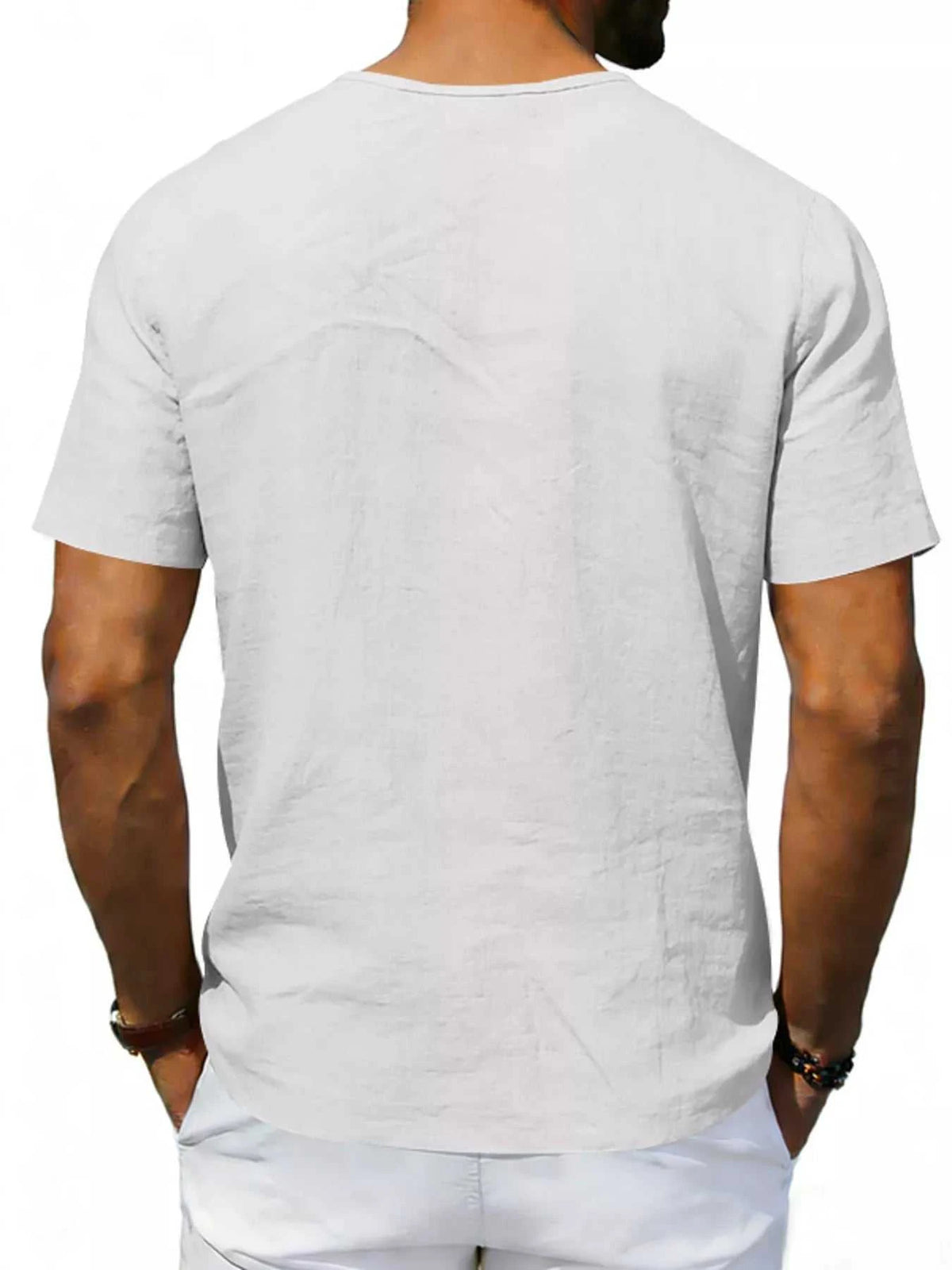 Men's Full Size Casual V-Neck Linen T-Shirt Plus Size 100400496061654 26 Affordable Fashion Under $100 Jerry's Apparel 