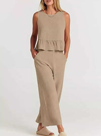 Full Size Ruffled Hem Sleeveless Top and Wide-Leg Pants Set Plus Size 100100048319818 31 Affordable Fashion Under $100 Jerry's Apparel 