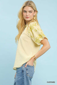 Umgee Embroidered Textured Flutter Sleeve Top 100100133131772 57 Affordable Fashion Under $100 Jerry's Apparel 