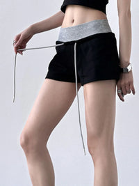 Drawstring Shorts with Contrast Waistband