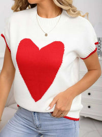 Valentine's Day Heart Graphic Short Sleeve Sweater 100100427412577 40 Affordable Fashion Under $100 Jerry's Apparel 