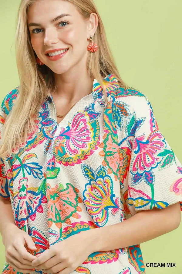 Umgee Mix Floral Print Scallop Hem Blouse 100100618091537 47 Affordable Fashion Under $100 Jerry's Apparel 